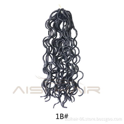 Aisi Hair Faux Locs Curly Crochet Hair Extensions 18inch Long 24 Roots Soft Crochet Braids Dreadlock Hairpieces